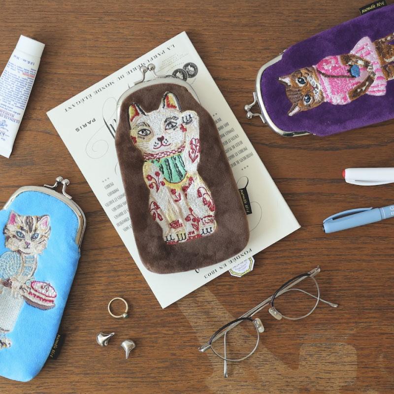 ナタリーレテ ロングパース 刺繍 ポーチ ペンケース メガネケース