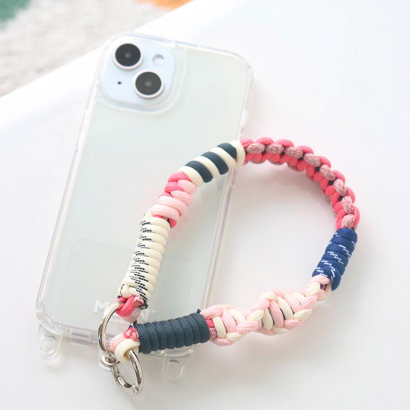 ハンドストラップ スマホ ソロモン編み込み マルチカラー ショートストラップ3 スマホ スマートフォン マカロニエッジ macaroni edge メール便OK | ブランド登録なし | 06
