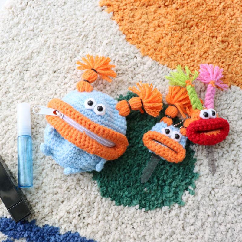 毛糸のマスコット マルチケース キーポーチ ミニポーチ 小物入れ ポーチ コインケース 小銭入れ 鍵 ミニ財布 ジップ付き 収納 ハンドメイド |  | 10