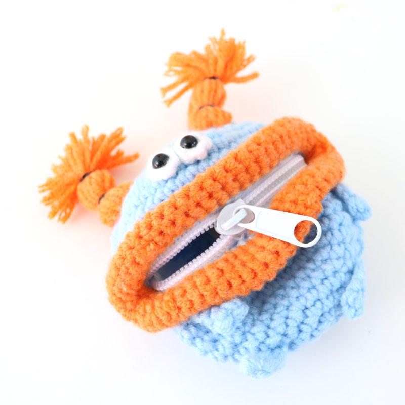 毛糸のマスコット マルチケース キーポーチ ミニポーチ 小物入れ ポーチ コインケース 小銭入れ 鍵 ミニ財布 ジップ付き 収納 ハンドメイド |  | 04