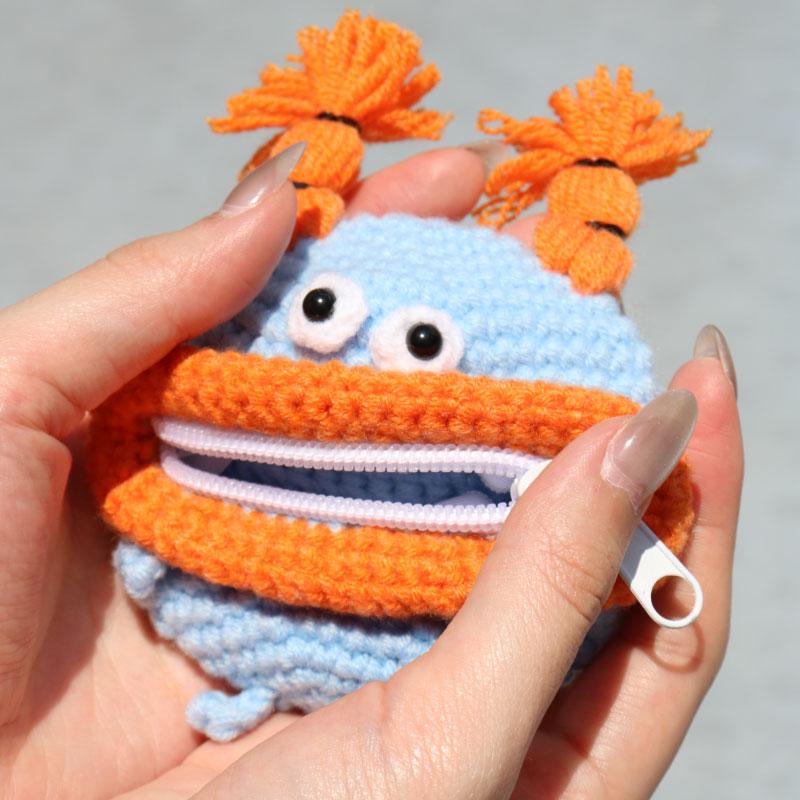 毛糸のマスコット マルチケース キーポーチ ミニポーチ 小物入れ ポーチ コインケース 小銭入れ 鍵 ミニ財布 ジップ付き 収納 ハンドメイド |  | 08