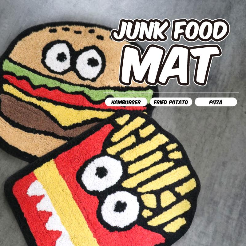 ジャンクフード ラグ マット ハンバーガー フライドポテト ピザ チェア