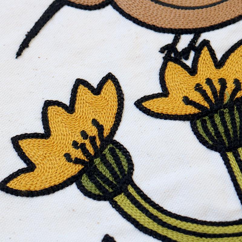 新品　松尾ミユキ　クッションカバー　菜の花　45×45cm クッションカバー 45×45cm クッション 松尾ミユキ 松尾みゆき 刺繍 枕