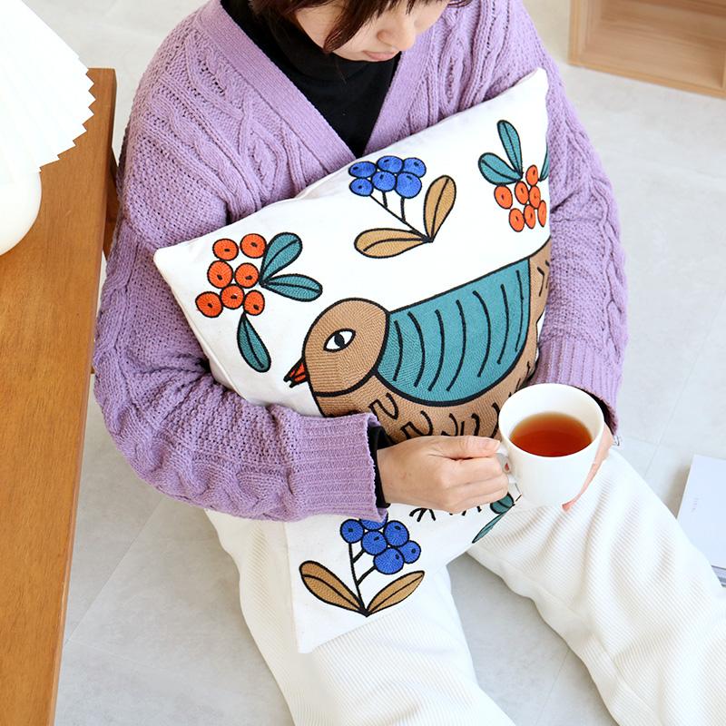 クッションカバー 45×45cm クッション 松尾ミユキ 松尾みゆき 刺繍 枕