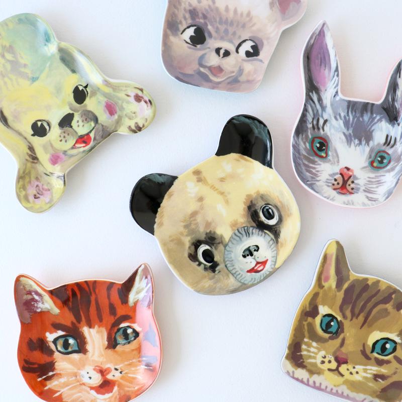 新品　ナタリーレテ　10cm ガラス プレート　パンダ　ねこ　ネコ　猫　キャット お皿 おしゃれ 可愛い ナタリーレテ ダイカット プレート Sサイズ