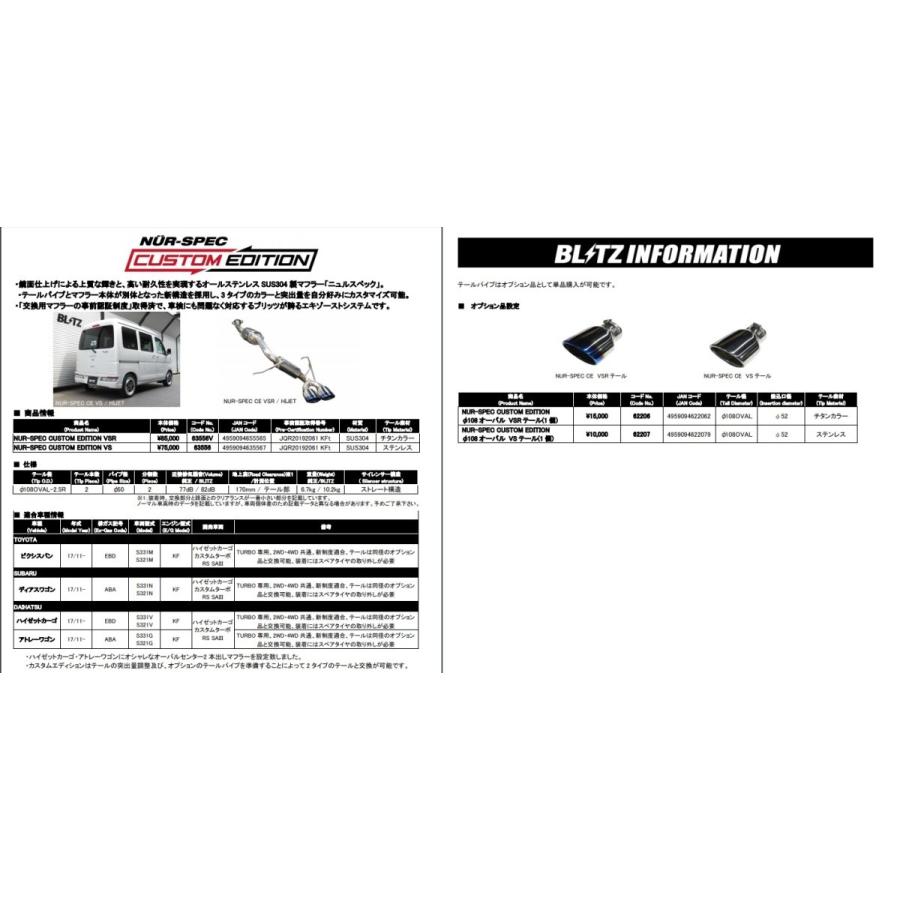 BLITZ（ブリッツ） ハイゼットカーゴ S331V S321V マフラー ステンレス