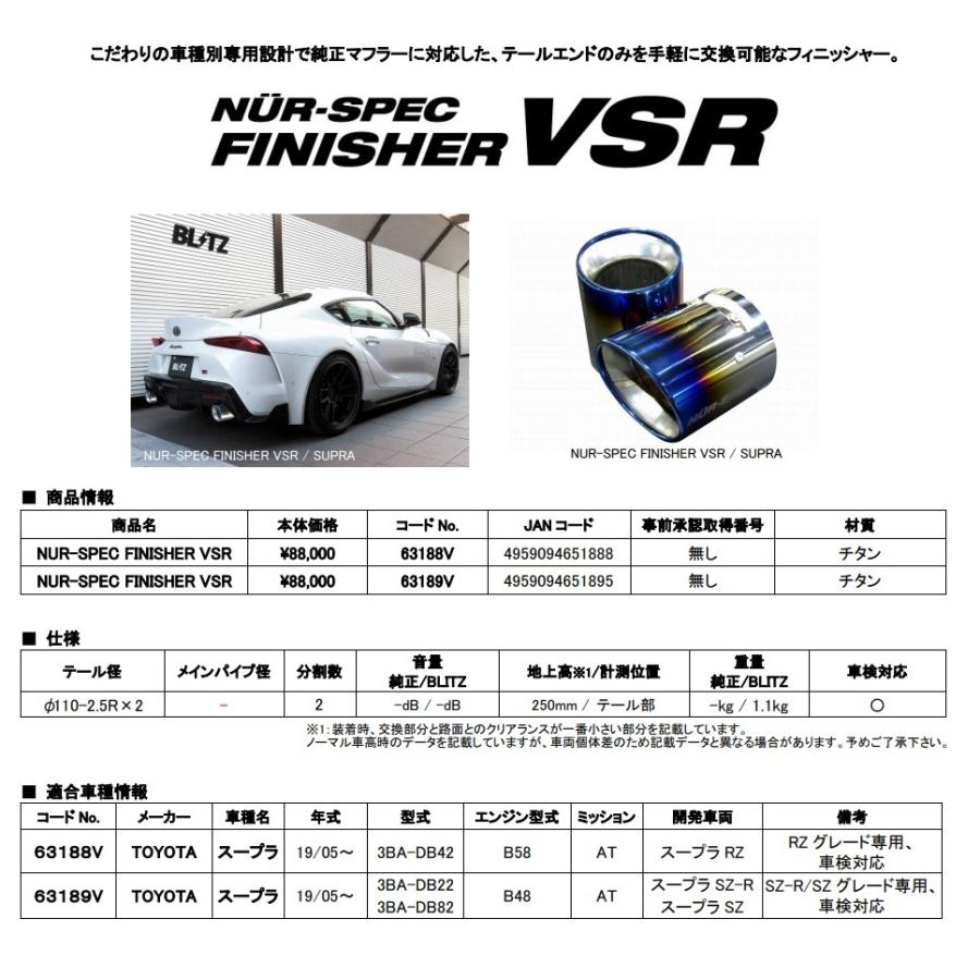 ブリッツ スープラ 3BA-DB22 3BA-DB82 マフラーカッター NUR-SPEC