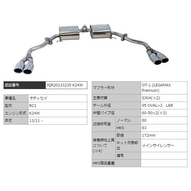 エッチケーエス オデッセイ DBA-RC1 マフラー OC-1 SUS304 32018-AH030 HKS LEGAMAX Premium リーガマックスプレミアム｜sincere-y｜02