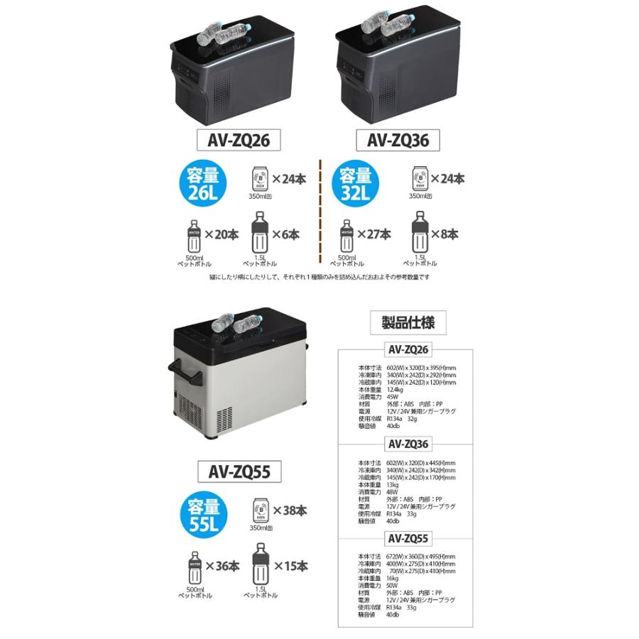 AVEST 車載用ポータブル冷凍冷蔵庫 32L 32リットル AV-ZQ36 アベスト 