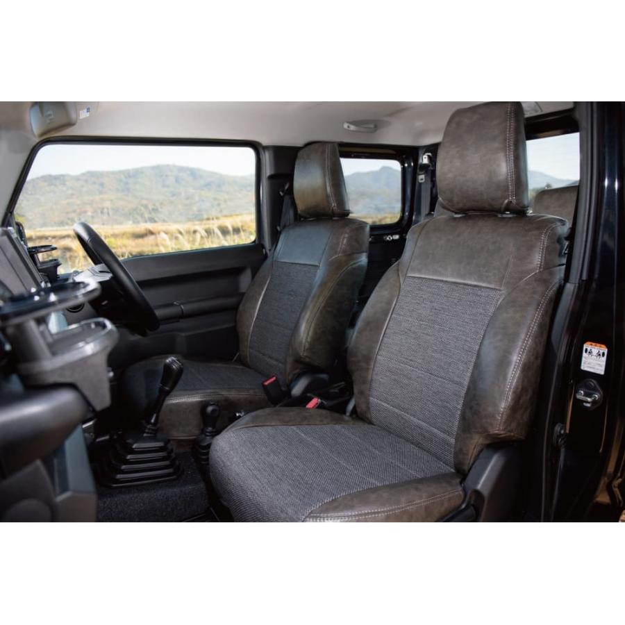 ジムニー JB64　JB74 クラシックレザーシートカバー モンテベロ(ブラック) レザー部分：PVCレザー　ファブリック部分：PP CLseatcover2 C.L.LINK_1