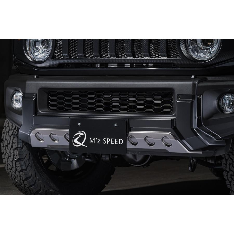 エムズスピード ジムニー シエラ JB74W フロントバンパーガード AES製 4V8塗り分け塗装済 2921-1110-4v8 M'z SPEED CROSS LINE クロスライン