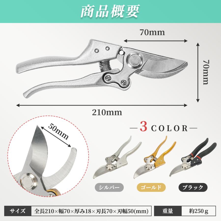 剪定はさみ 剪定鋏 剪定ばさみ バネ 強力 庭木 ガーデニング 園芸 枝切り 手入れ 家庭菜園 造園｜sincerity0216｜10
