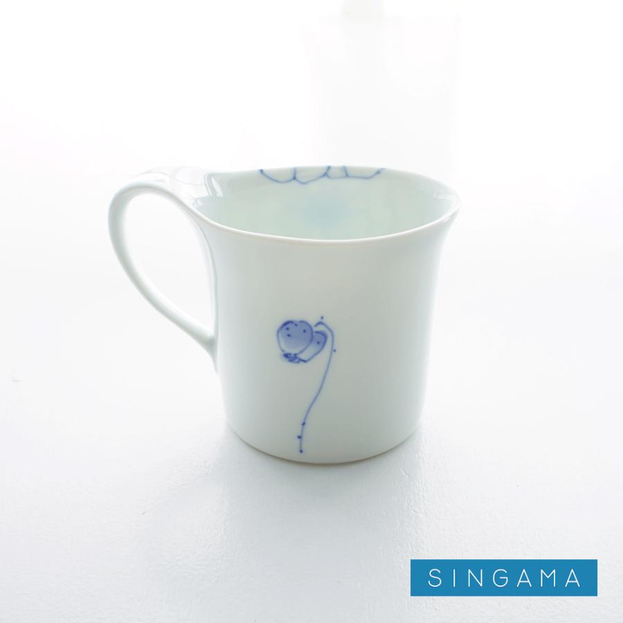 マグカップ　おしゃれな花柄　大きいサイズ　ブルー：トールマグ　フラワーライン　アネモネ｜singama｜03