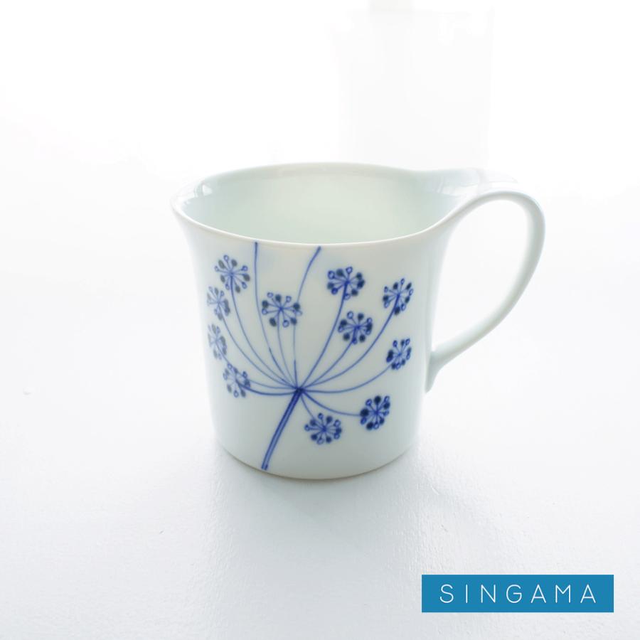 マグカップ　大きいサイズ　おしゃれな花柄　ブルー：トールマグ　レースフラワー｜singama｜02