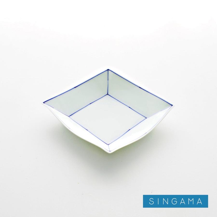 SINGAMA(眞窯) ライン　18cmスクエアプレート皿　伝統工芸品　瀬戸染付焼　角皿　ライン柄　ブルー｜singama｜02