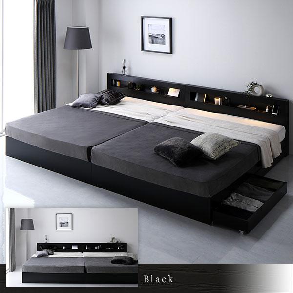新入荷！ ベッド ダブル ベッドフレームのみ ホワイト 照明付 収納付 棚付 宮付 コンセント付 【3368261183】(20369円)