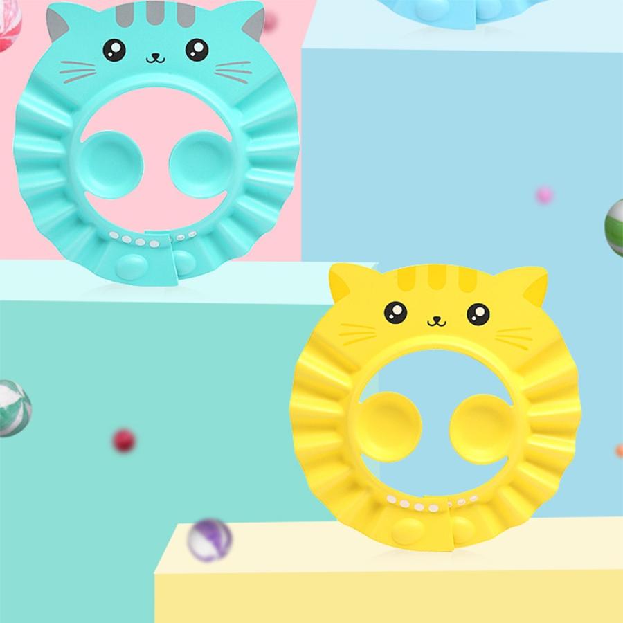 シャンプーハット 子供 赤ちゃん ベビー バスグッズ  耳あてつき シャワーキャップ 防水 シャンプーグッズ  スナップ付き 調整可能  ネコ バスタイム お風呂用品 |  | 07