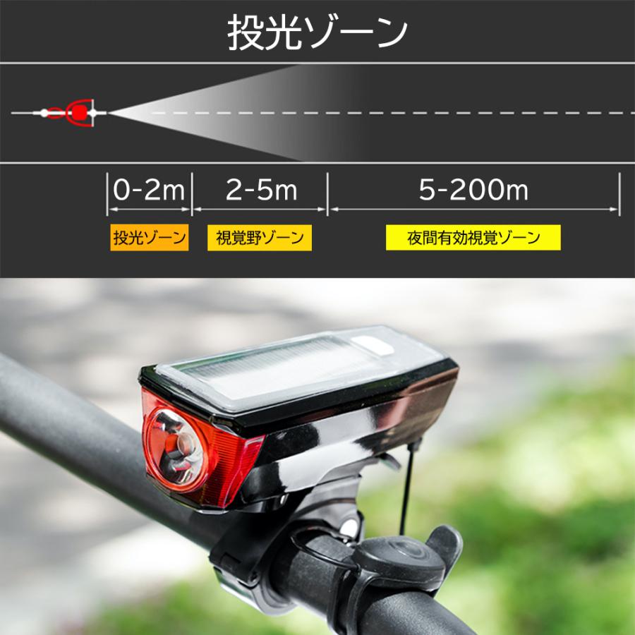 自転車 ライト usb led 明るい ソーラー おしゃれ 充電  防水 取り付け簡単 ブザー ホーン スマホ充電可能 自動点灯 広照射 ワイド照射 パッケージ |  | 11