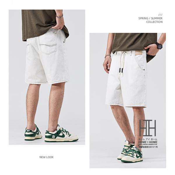 デニム ハーフパンツ メンズ 五分丈 膝丈 ホワイトジーンズ 白 ショートパンツ 短パン ゆったり ルーズ 涼しい 爽やか 春 夏 大きいサイズ | ブランド登録なし | 06