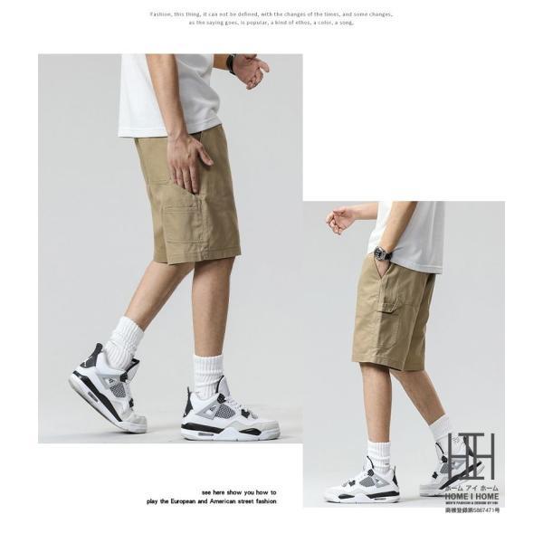 ショートパンツ メンズ 5分丈 カーゴパンツ アメカジ ストリート 夏 薄手 綿 100 無地 ベーシック シンプル ズボン | ホームアイホーム | 05