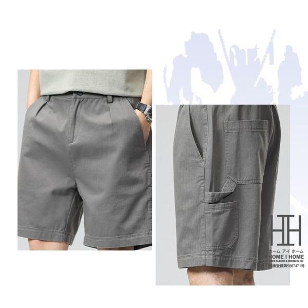 ショートパンツ メンズ 5分丈 カーゴパンツ アメカジ ストリート 夏 薄手 綿 100 無地 ベーシック シンプル ズボン | ホームアイホーム | 07