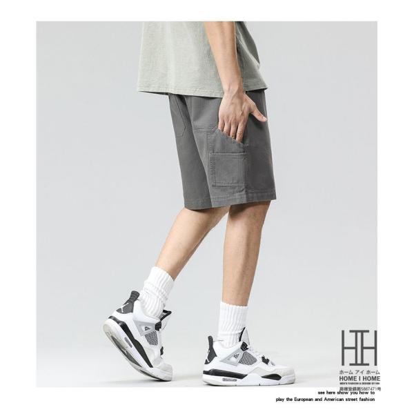 ショートパンツ メンズ 5分丈 カーゴパンツ アメカジ ストリート 夏 薄手 綿 100 無地 ベーシック シンプル ズボン | ホームアイホーム | 09