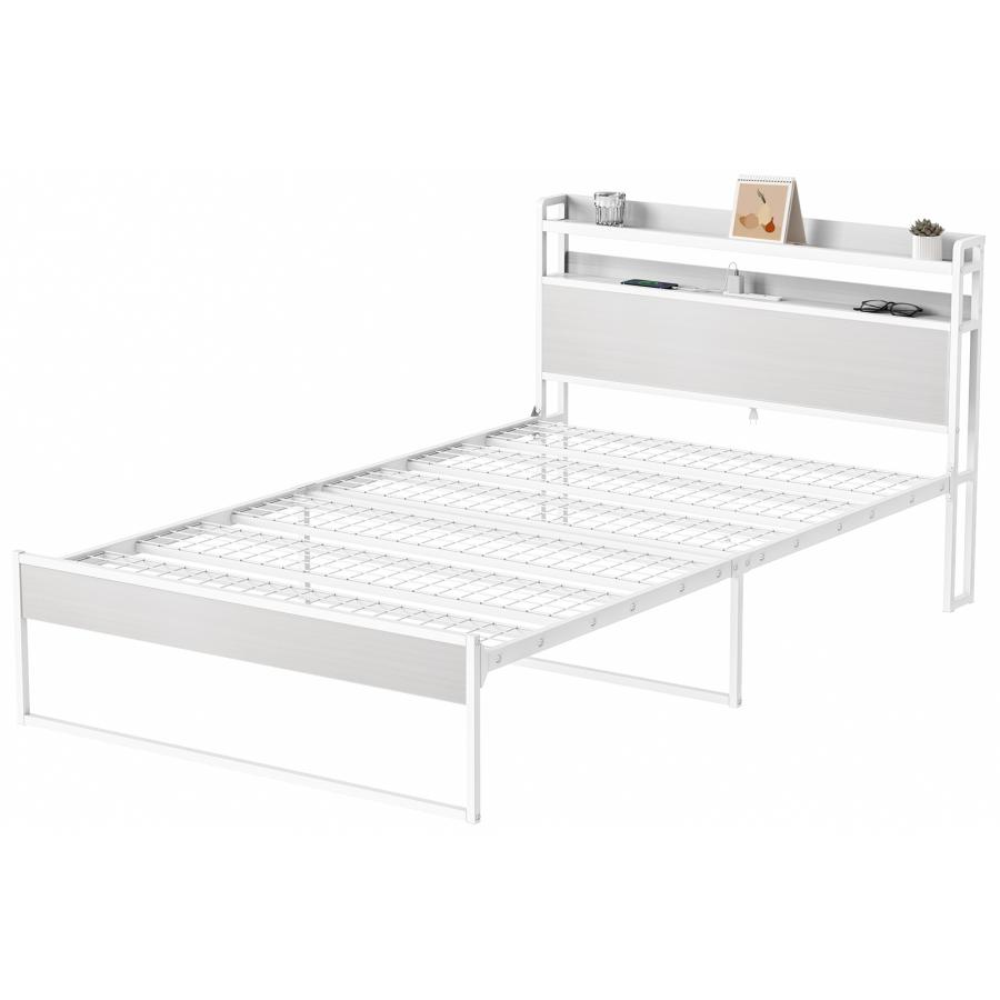 ベッドフレーム シングル Holdm パイプベッド 2口コンセント付き ホワイト Amazon｜【宮棚・2口コンセント】ベッドフレーム シングルHoldm パイプ