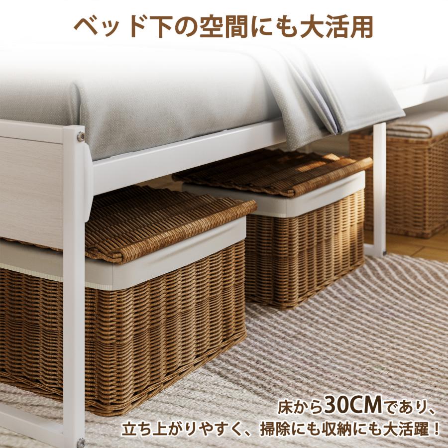 2口コンセント シングル ベッドフレーム 宮棚付き パイプベッド 高耐