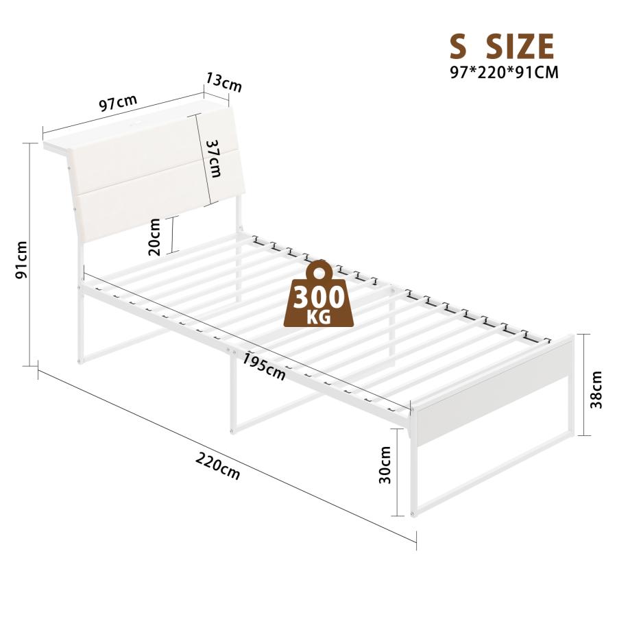シングルサイズ ベッド ファブリックヘッドボード ファブリックベッド セミダブル ソフトパッド付き 傾斜があるヘッド