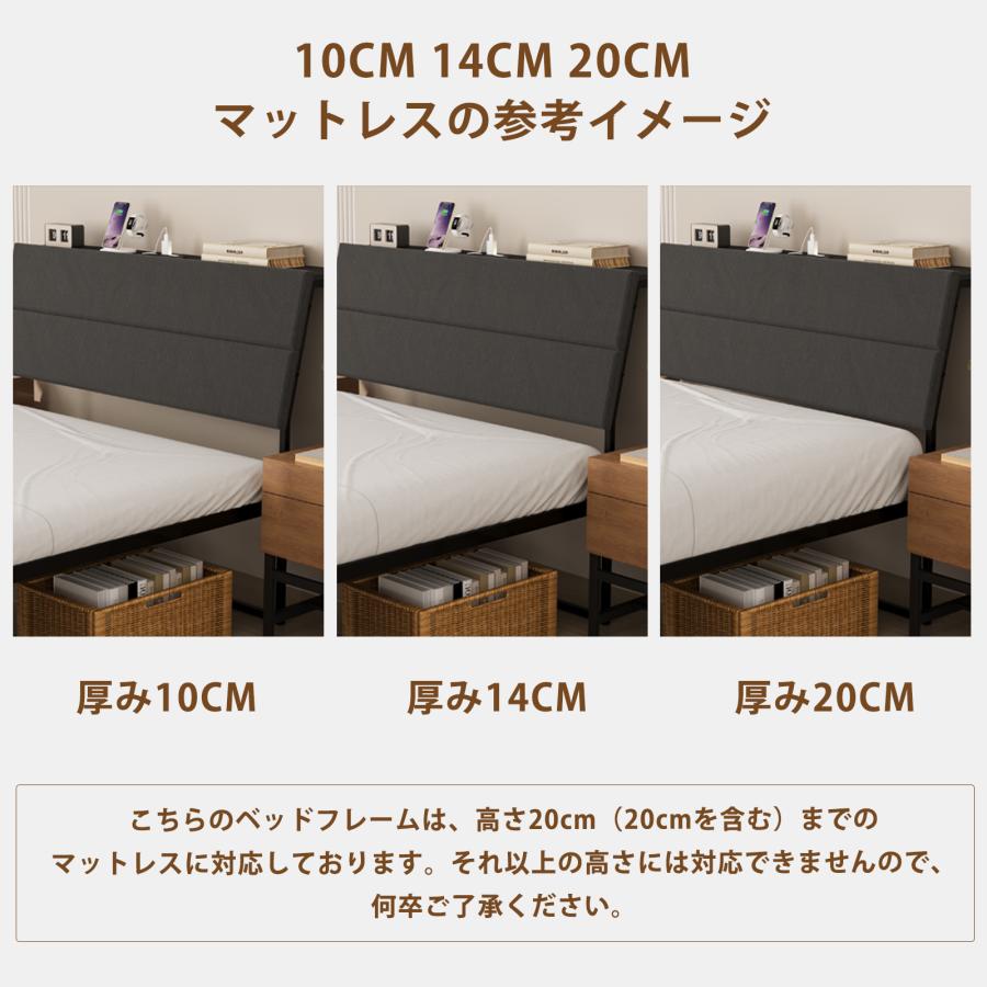 ファブリックベッド セミダブル ソフトパッド付き 傾斜があるヘッド