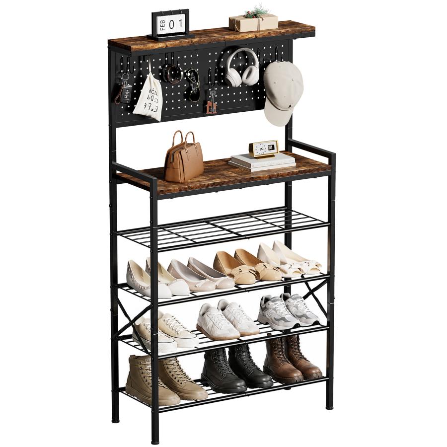 パンチングボード付き 6段 シューズラック 靴棚 靴箱 下駄箱 shoe rack