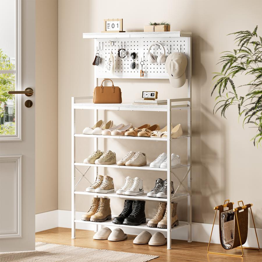 パンチングボード付き 6段 シューズラック 靴棚 靴箱 下駄箱 shoe rack