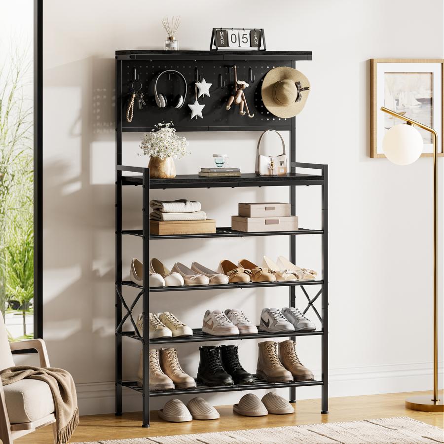 パンチングボード付き 6段 シューズラック 靴棚 靴箱 下駄箱 shoe rack