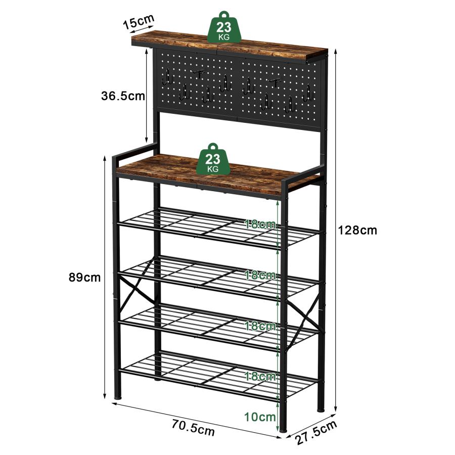 パンチングボード付き 6段 シューズラック 靴棚 靴箱 下駄箱 shoe rack