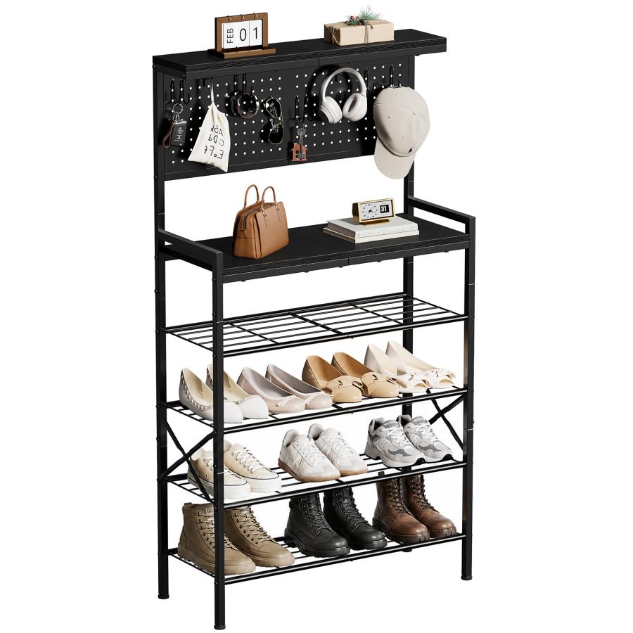 パンチングボード付き 6段 シューズラック 靴棚 靴箱 下駄箱 shoe rack