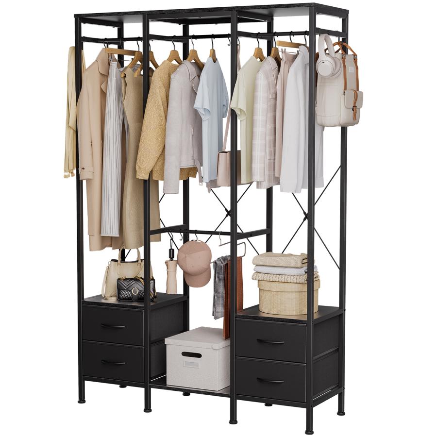 ハンガーラック 4杯引き出し付き ワードローブ 洋服ラック 衣装