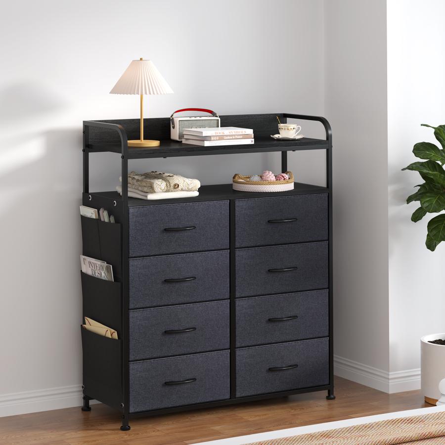 2段棚 タンス 収納チェスト 側面収納ポケット 洋服 衣類 箪笥 おしゃれ