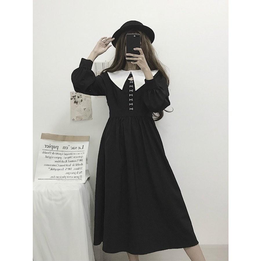 ワンピース ドレス 長袖 丸襟 リボン付き マキシ丈スカート ロリータ風 ゴシック風 夢かわいい Aライン 着痩せ 可愛い 通学 同窓会 秋冬新作 少女 セーラー襟 Ds4925 神龍閣 通販 Yahoo ショッピング