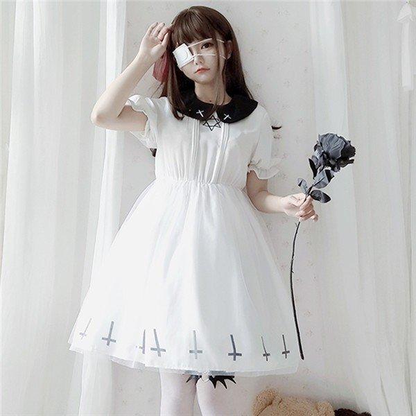 長袖ワンピース パンク ゴシック メイド 黒 白 コスプレ衣装 復古風 演出服 パーティードレス コスチュームゴスロリ 半袖ワンピース ロリータ Yz3736 神龍閣 通販 Yahoo ショッピング