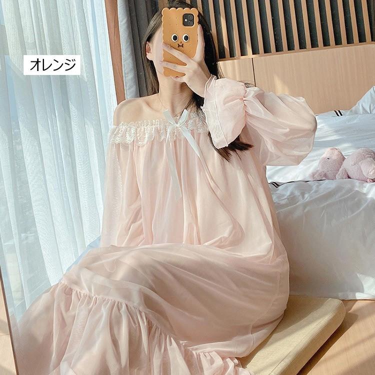 長袖 ネグリジェ パジャマ レディース 部屋着 大人可愛い オシャレ新作ネグリジェ 春夏秋 姫 ネグリジェ ワンピース ロング丈 レースネグリジェ シースルー Yz3794 神龍閣 通販 Yahoo ショッピング