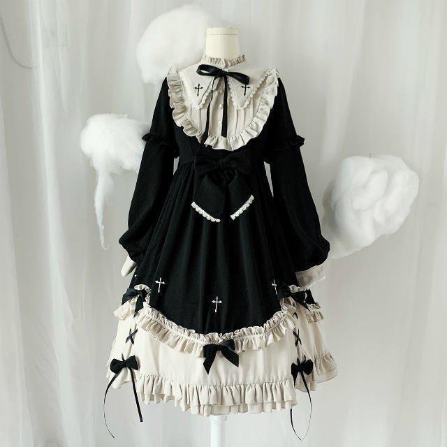 ワンピース ゴシック ロリータ服 長袖ドレスゴスロリ 服 黒 ワンピース クラシカル ロリータ コスチューム Yz5527 神龍閣 通販 Yahoo ショッピング