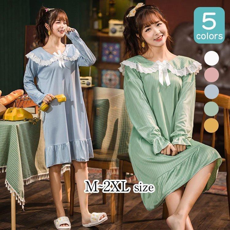 時間指定不可 レディース ルームウェア ゆったりパジャマ ネグリジェ 部屋着 ルームウェア 大きいサイズ 寝間着 春秋 レース ナイトウェア ワンピースタイプ パジャマ ネグリジェ 色 ホワイト Www We Job Com