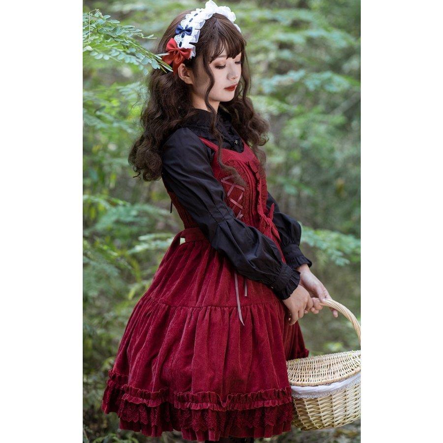 暖かい 杏 赤 黒 かわいいワンピース ロリータ ゴスロリ ジャンパースカート Yz7006 神龍閣 通販 Yahoo ショッピング