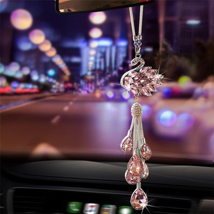 おしゃれ 車の装飾品 車ペンダント クリスタル白鳥水晶飾り クリスタル吊り下げ オートバック