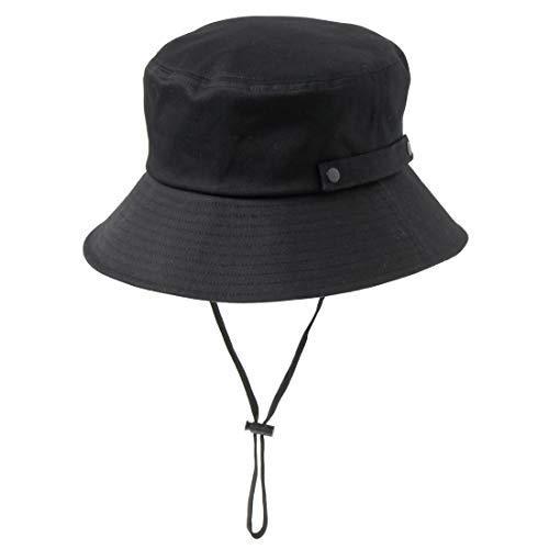 [アンシャポー] un chapeau アウトドアハット 帽子 UVケア 紐付き サファリハット 166-2199 ブラック 日本 56.5~58.5 虫よけハット