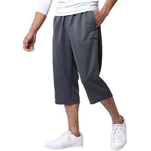 ケイパ ハーフパンツ メンズ 7分丈 吸水速乾 Uvカット ジャージ 下 ひざ下 クロップド ボトム スミクロ L 17超人気