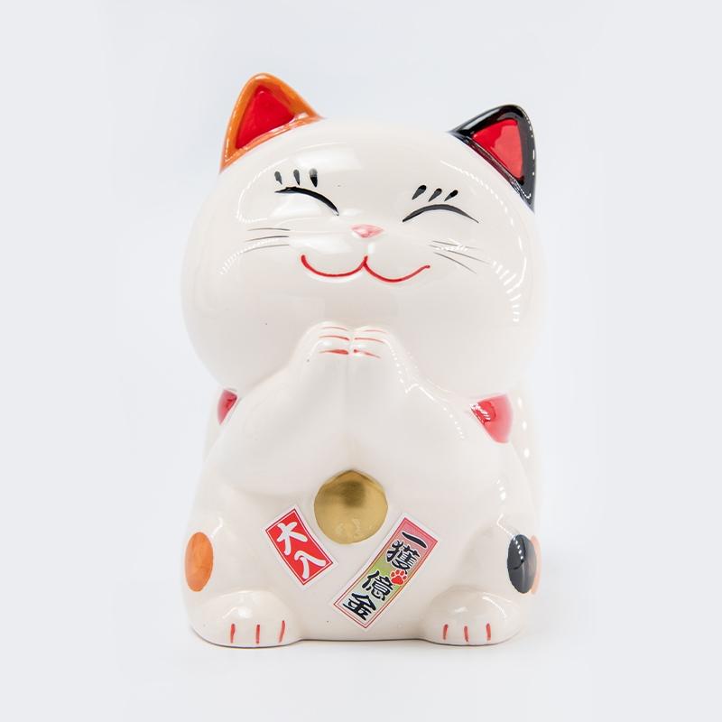 開運 白崎八幡宮 幸せ招き猫宝くじ入れ みけ（貯金箱） 縁起物 置物