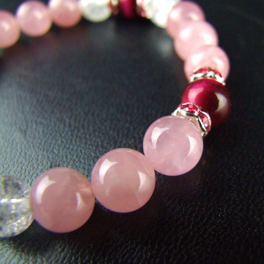 開運 金運AAAピンクタイガーアイ ローズクォーツ ブレスレット
