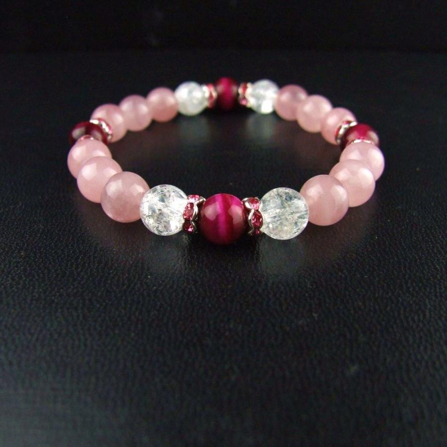 開運 金運AAAピンクタイガーアイ ローズクォーツ ブレスレット