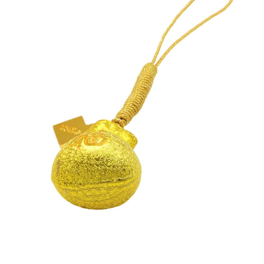 開運 金運を呼び寄せる 黄金巾着水琴鈴のお守り 神社で祈願済み : 白崎